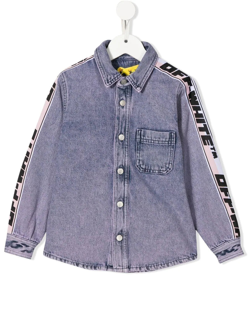 OFF-WHITE KIDS Industrial Logo Band Denim Shirt Pink Blue