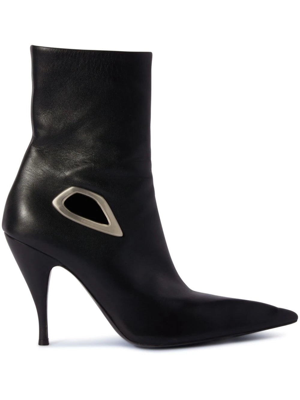 OFF-WHITE WOMEN Crescent Leather Heels Black Silver