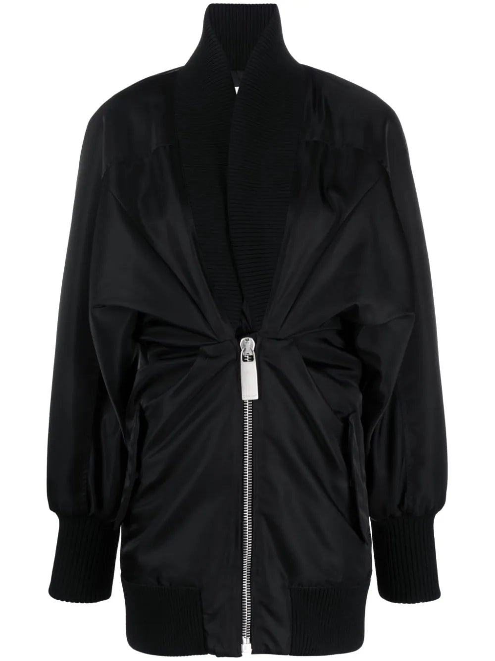 OFF-WHITE WOMEN NY Puff Sleeves Zipped Minidress Black